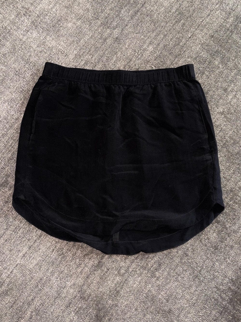 Madewell Black Silk Elastic-Waist Mini Skirt